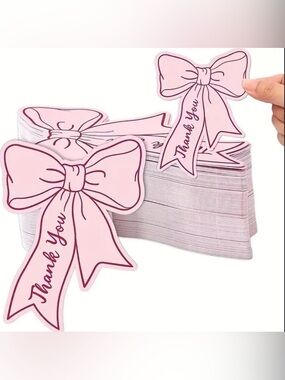 Pink Bow Thank You Cards, NEW, tax deductible, 50 pcs.